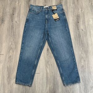 Pull&Bear Classic Blue Denim Casual Relaxed Fit Cropped Leg Jeans